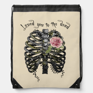 Loved You to the Dead – Gothic Rib Cage Drawstring Bag
