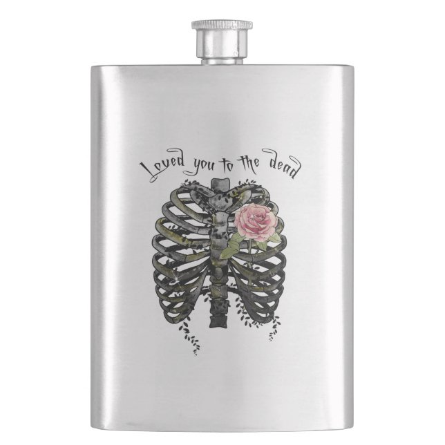 Loved You to the Dead – Gothic Rib Cage Flask (Front)