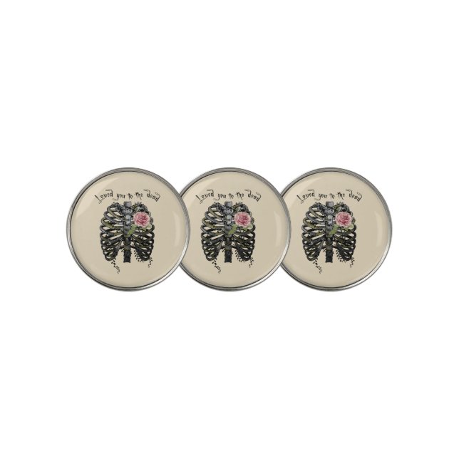 Loved You to the Dead – Gothic Rib Cage Golf Ball Marker (3 Up)