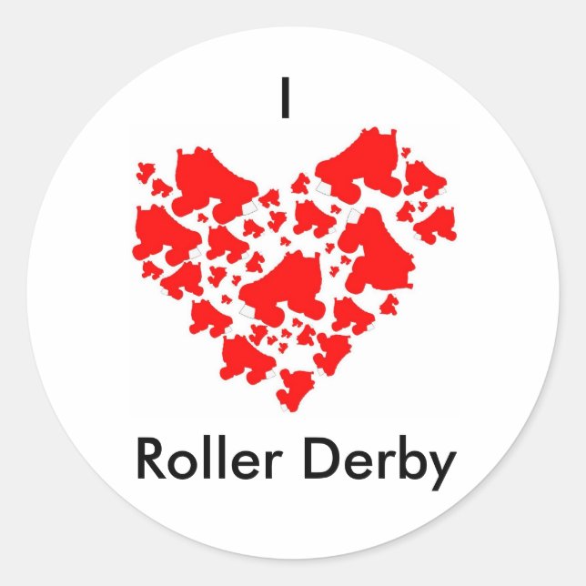 loveDerby, I, Roller Derby Classic Round Sticker (Front)