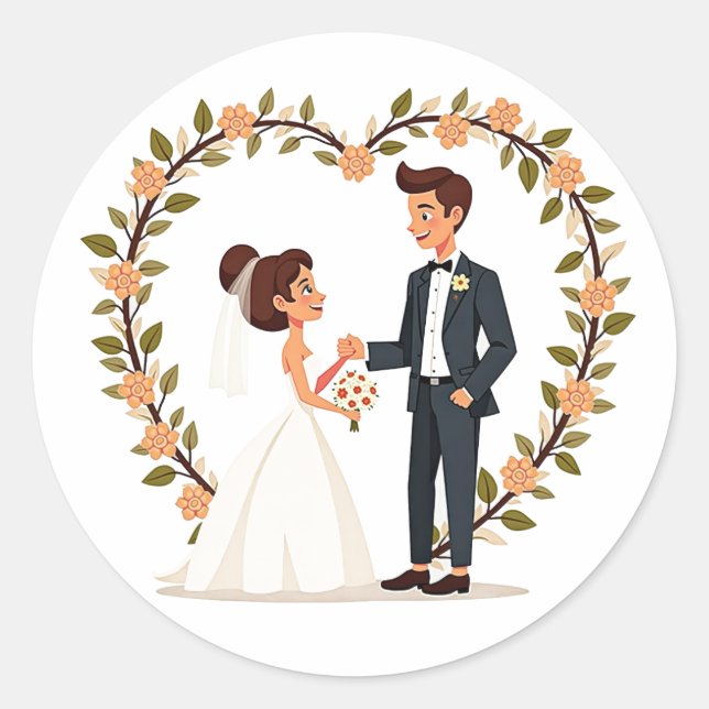 Loveheart Wedding Sticker (Front)
