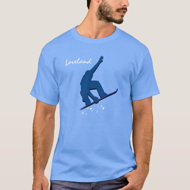 Loveland Blue Snowboarder T-Shirt (Front)