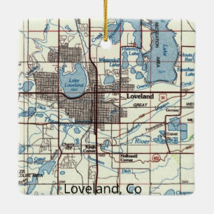 Loveland CO Topo Map Ceramic Ornament