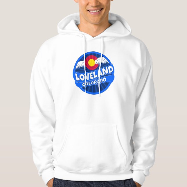 Loveland Colorado mountain burst hoodie (Front)