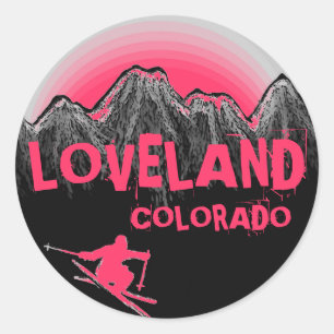 Loveland Colorado pink ski stickers