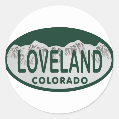 Loveland license oval classic round sticker