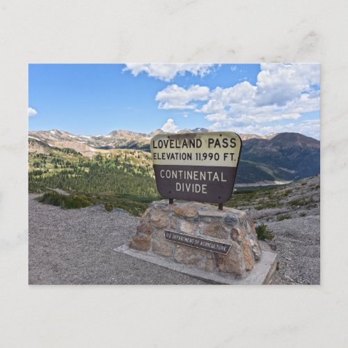 Loveland Pass Sign Colorado Postcard