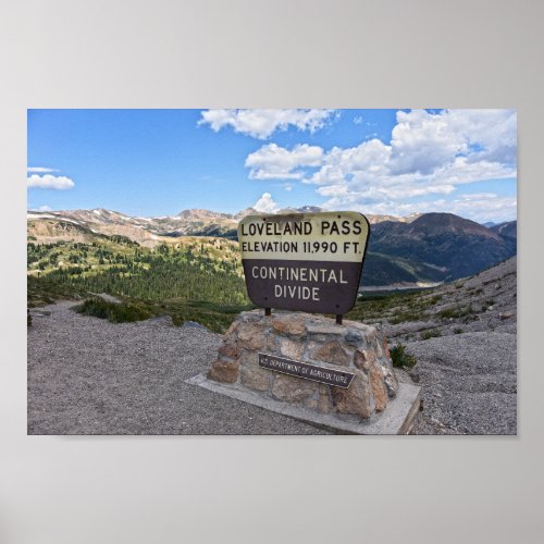 Loveland Pass Sign Colorado Poster