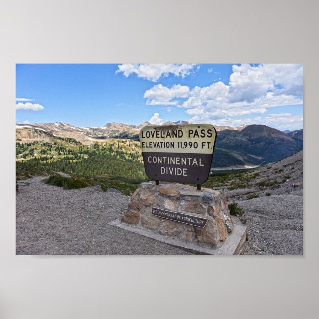 Loveland Pass Sign, Colorado Poster (Front)