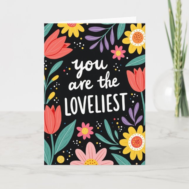Loveliest Floral Glitter Texture Card (Front)