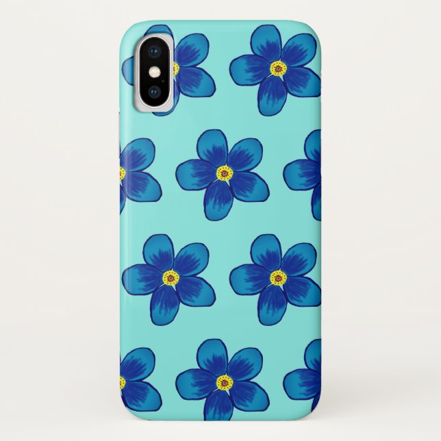 Lovelu Blue flowers Apple iPhone X, Barely There Case-Mate iPhone Case (Back)