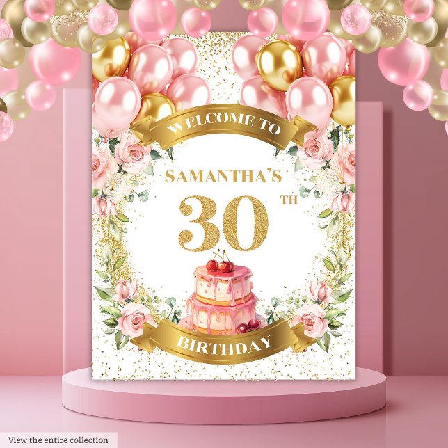 Lovely 30th Birthday Blush Gold Tapestry (Lovely 30th Birthday Blush Gold Tapestry)