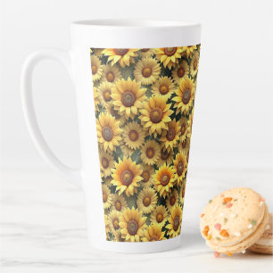 Lovely 3D Sunflowers Latte Mug