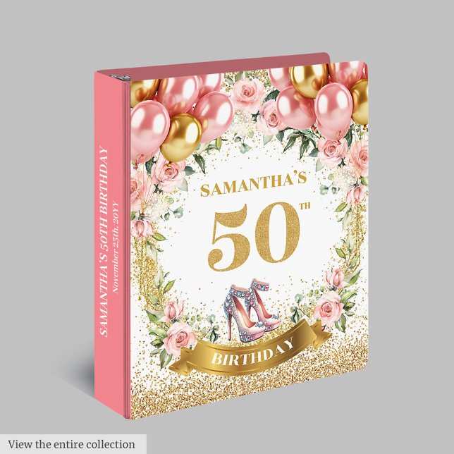 Lovely 50th Birthday Pink Heels Ring Binder (Lovely 50th Birthday Pink Heels Ring Binder)