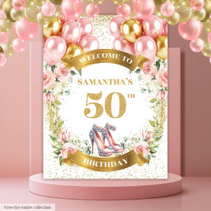 Lovely 50th Birthday Pink High Heels Party Tapestry