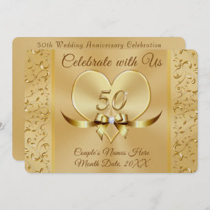 Lovely 50th Golden Wedding Anniversary Invitations
