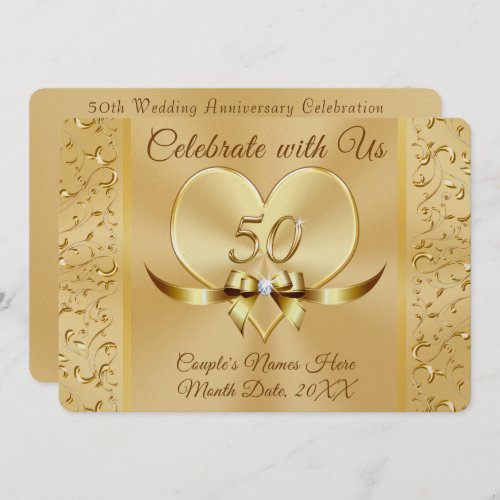 Lovely 50th Golden Wedding Anniversary Invitations