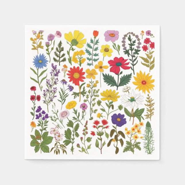 Lovely 60’s Retro Wildflowers, Napkins (Front)