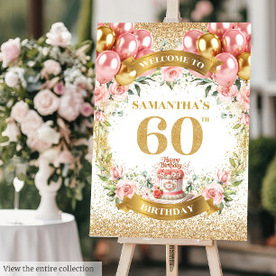 Lovely 60th Birthday Boho Blush Gold Glitter Foam Board