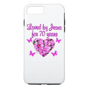 LOVELY 70TH BIRTHDAY PINK FLORAL PHOTO DESIGN iPhone 8 PLUS/7 PLUS CASE