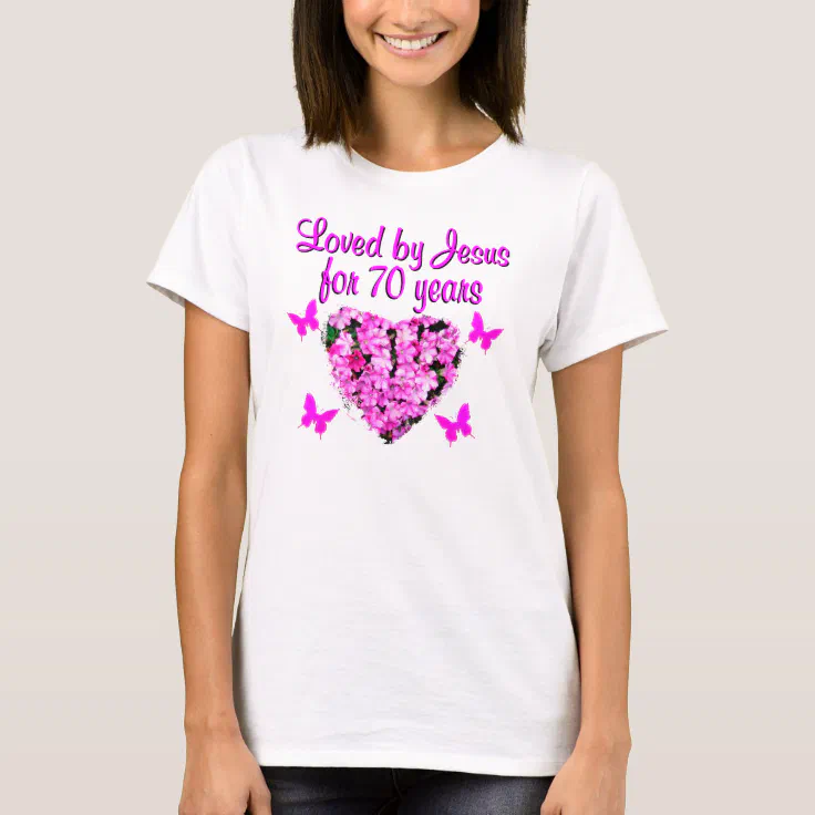 LOVELY 70TH BIRTHDAY PINK FLORAL PHOTO DESIGN T-Shirt | Zazzle