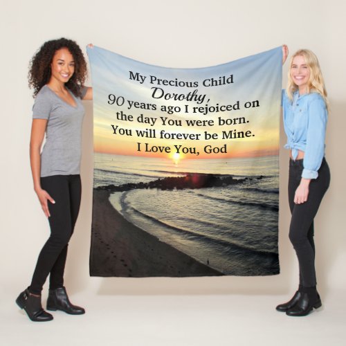 LOVELY 90TH BIRTHDAY PERSONALIZED SUNRISE FLEECE BLANKET