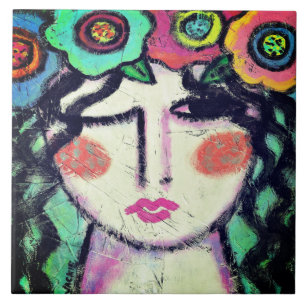 Lovely Abstract Portrait of a Woman Ceramic Tile