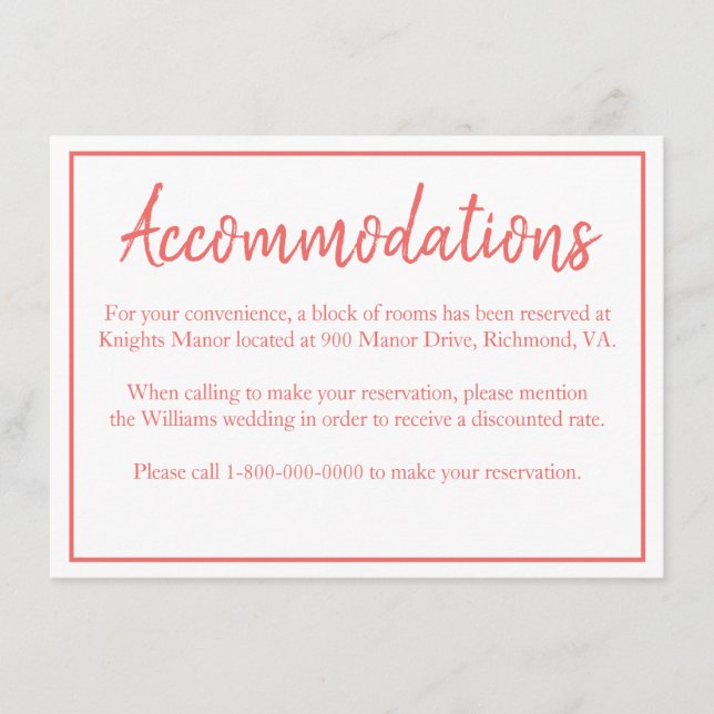 Lovely Accommodations Enclosure Card (Front)