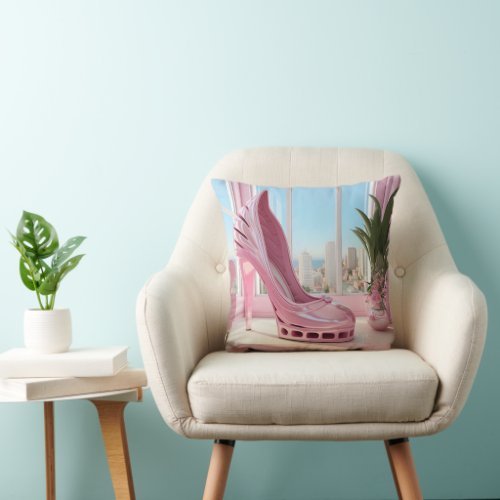Lovely Aesthetic Pink Doll House Throw Pillow