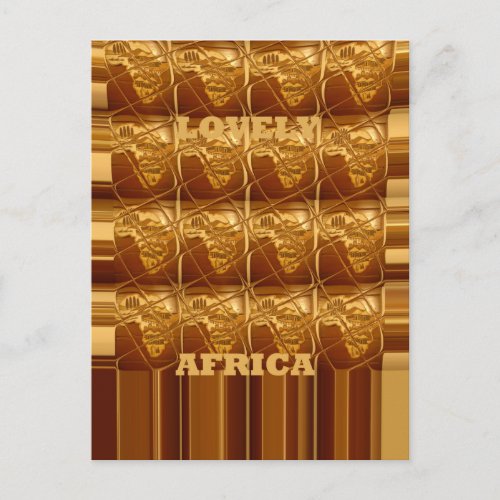 Lovely Africa Africa Maps designs Golden colorspn Postcard