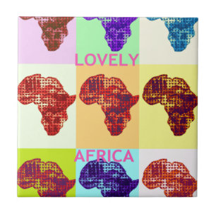 LOVELY AFRICA colorful map design Tile