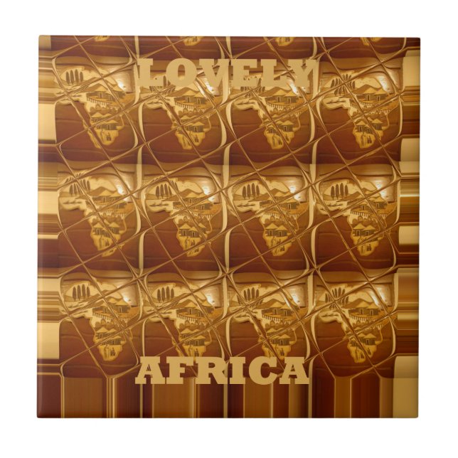 Lovely Africa Map Vector Pattern Art Design Print Ceramic Tile (Front)