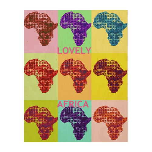 Lovely Africa Pop Wood Wall Colorful Pattern Art 