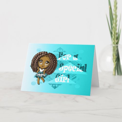 Lovely African American Girl Birthday Card
