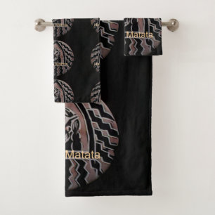 Lovely African Bongo Tribal Themed Pattern Design Bath Towel Set