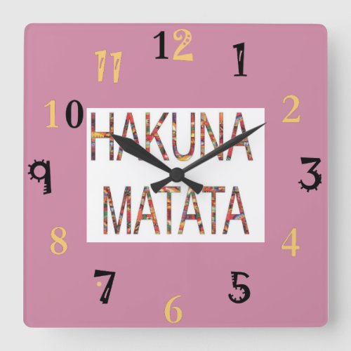 Lovely African Vintage Colors Hakuna Matata gift Square Wall Clock