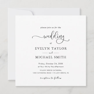 Lovely  All In One  Black Calligraphy Invitation