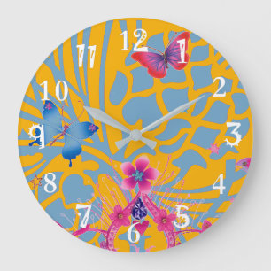 Lovely Amazing Floral Feminine butterflies pattern Large Clock