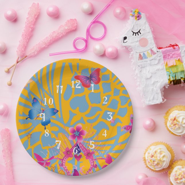 Lovely Amazing Floral Feminine butterflies pattern Paper Plates (Party)