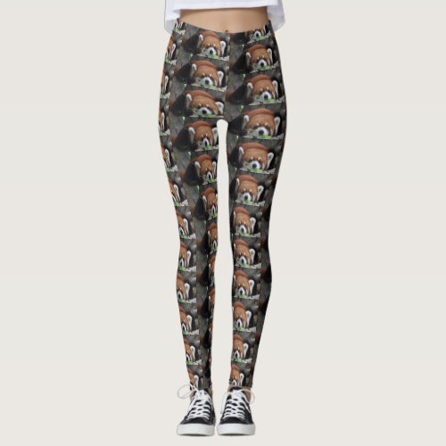 Lovely and Cute Red Panda lost in thoughts C Leggings