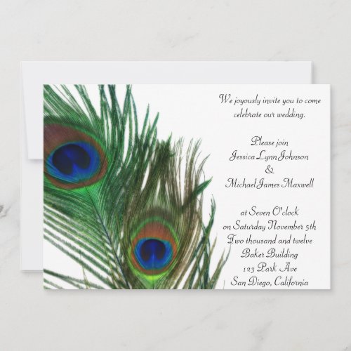 Lovely and Elegant White Peacock Wedding Personalized Announcements