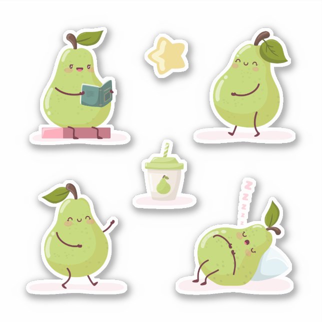 Lovely and funny set of pears sticker (Front)