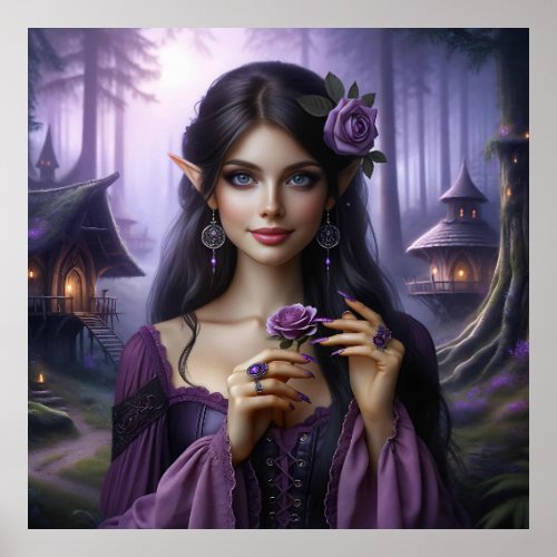 Lovely and Mysterious Elven Enchantress Poster