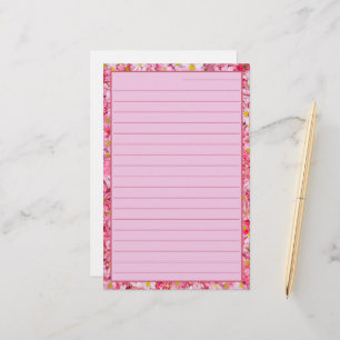 lovely and Pretty pink floral Lined Stationery