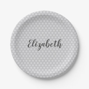 Lovely and Vibrant Gray Polka dots Paper Plates