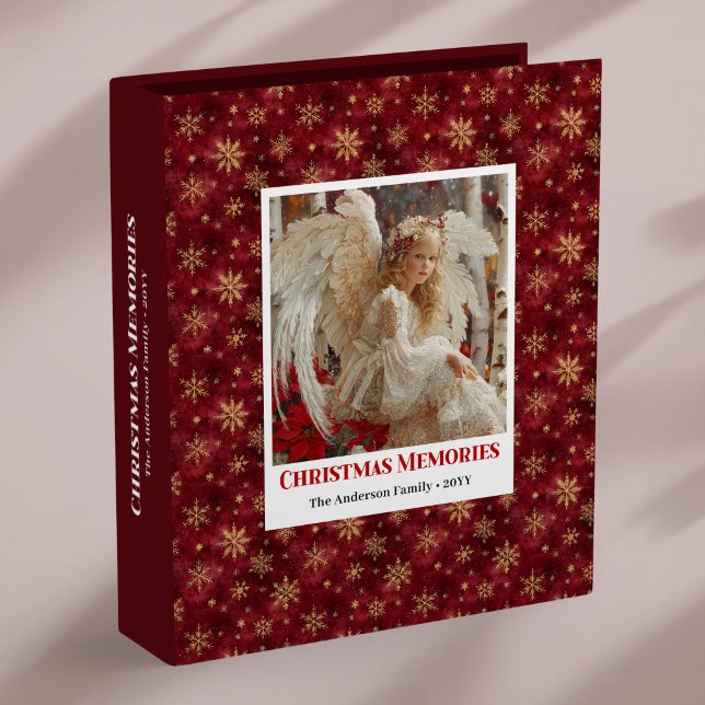 Lovely Angel Poinsettia Red Gold Christmas Album 3 Ring Binder (Lovely Angel Poinsettia Red Gold Christmas Ring Binder

)