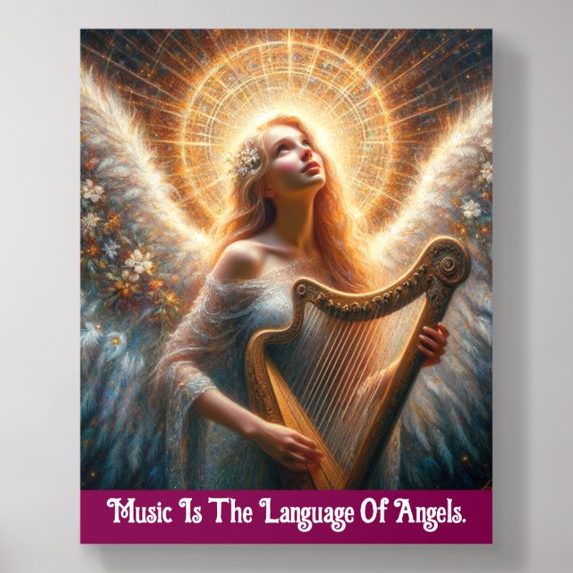 Lovely Angel With Harp Photo Tile (Front Set)