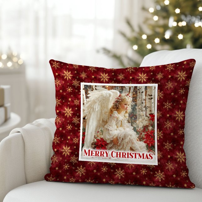 Lovely Angelic Floral Christmas Gift Pillow (Lovely Angelic Floral Christmas Gift Pillow)