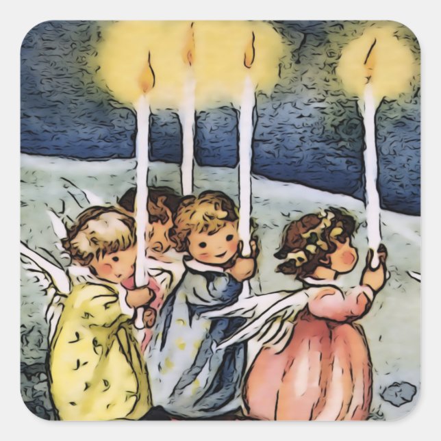 Lovely Angels Square Sticker (Front)