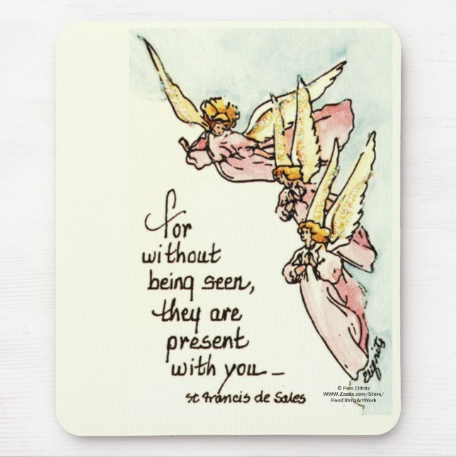 Lovely Angels with Saying of Comfort Sketch Mouse Pad (Front)
